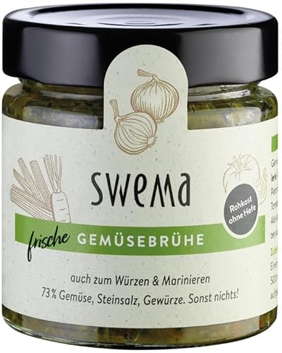 SweMa Bio Frische Gemüsebrühe klassisch für 8 Liter - 73% Gemüse, Steinsalz, Gewürze (6 x 210 gr) von SweMa