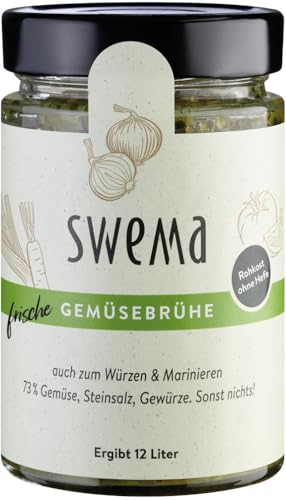SweMa Bio Frische Gemüsebrühe klassisch für 12 Liter, 73% Gemüse, Steinsalz, Gewürze (6 x 320 gr) von SweMa