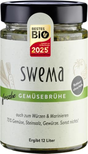 SweMa Bio Frische Gemüsebrühe klassisch für 12 Liter, 73% Gemüse, Steinsalz, Gewürze (6 x 320 gr) von SweMa