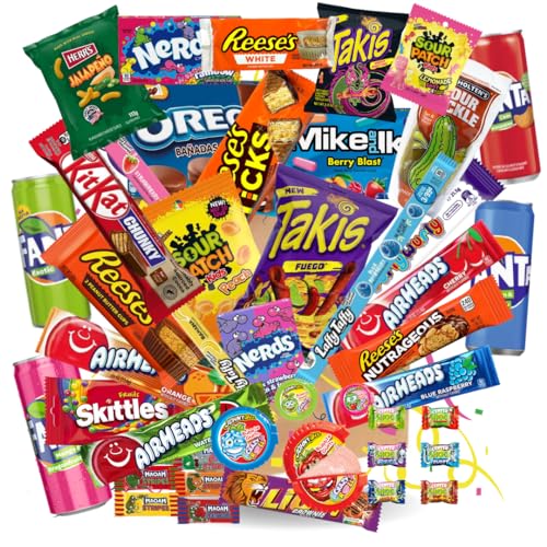 Amerikanische Snackbox mit Süßigkeiten, Chips und Getränken - Geschenkbox für echtes US-Feeling: Geschmack der USA! (Amerikanische Snackbox, 30, stück) von Sweet Bobo
