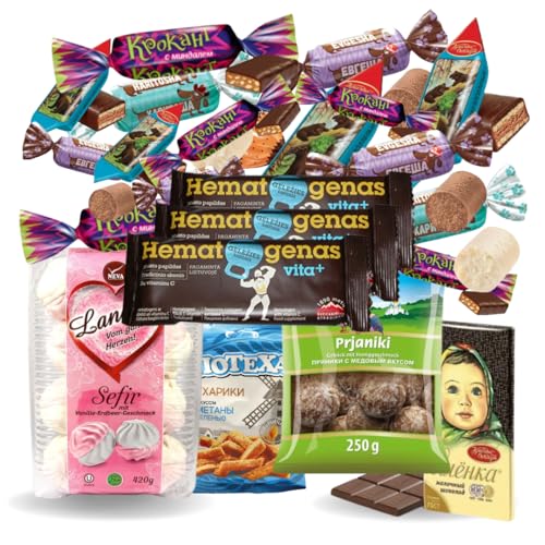 Russian Box - Russische Pralinen | Schokolade | Karamell | Snackbox aus Russland | Geschenkebox | über 1 Kg zum Naschen von Sweet Bobo
