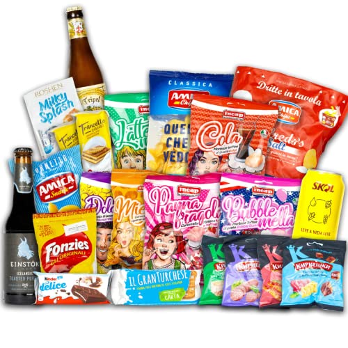Süßigkeiten, Bier & Snack Box | Internationale Auswahl | Europa Geschenkebox | Bierset Verkostung 2000 g von Sweet Bobo