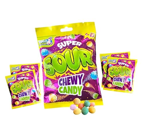 Super Sour Chewy Candy Kaubonbons 60g – Extrem Sauer & Fruchtig – Saure Kaubonbons für Partys, Events & Naschkatzen – 1er Pack von Sweet Flash