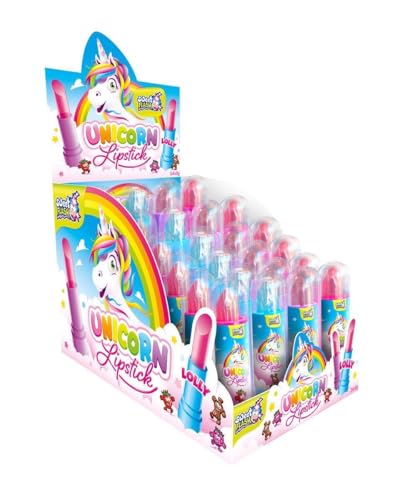 Unicorn Lipstick Lutscher 24er Display – Bunte Veganer Zuckerlutscher für Kindergeburtstag, Mottoparty oder als Geschenk – 24 Stück Party Deko & Mitgebsel Unicorn Lipstick Lutscher 24er Display – Bunte Veganer Zuckerlutscher für Kindergeburtstag, Mottoparty oder als Geschenk – 24 Stück Party Deko & Mitgebsel von Sweet Flash