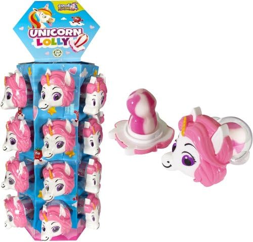 Unicorn Lutscher 24er Display – Bunte Einhorn-Lollis mit Erdbeergeschmack – Süßigkeiten für Kindergeburtstag, Mottoparty oder Großveranstaltungen – Fruchtige Zuckerlutscher (Einzelverpackt) von Sweet Flash