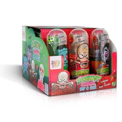 Zoombeast Lutscher und Sauer Pulver, Süßigkeiten für Halloween, 12 x 40g Packung Zoombeast Lutscher und Sauer Pulver, Süßigkeiten für Halloween, 12 x 40g Packung von Sweet N’ Fun