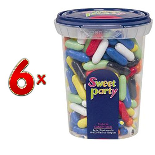 Sweet Party Cup Dropstaafjes Arelquin, 6 x 240g Runddose (Lakritze) von Sweet Party