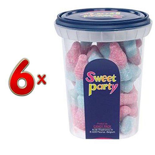 Sweet Party Cup Zure BBG Flessen 6 x 180g Runddose (Saure Gummiflasche) von Sweet Party