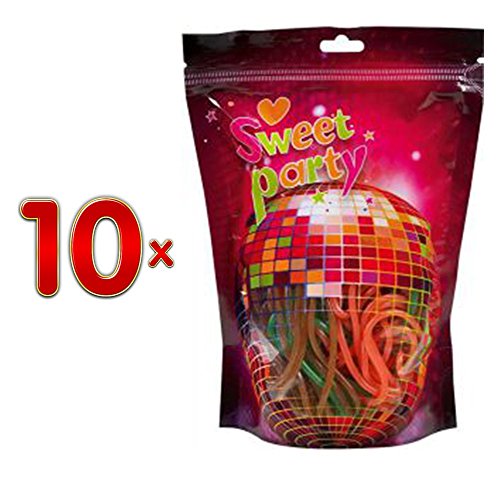 Sweet Party Stand Up Bag Spaghetti-Mix 10 x 180g Beutel (Fruchtgummi-Schnüre sortiert) von Sweet Party