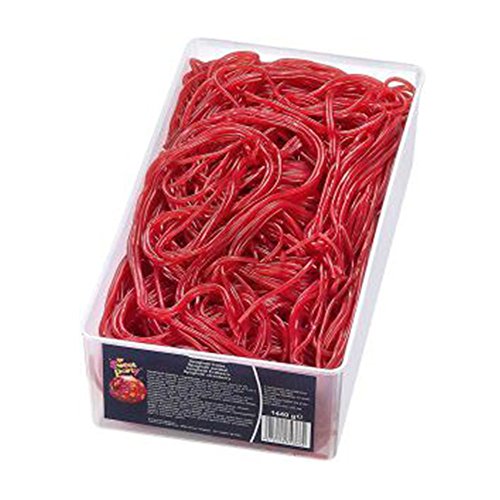 Sweet Party Tubo Spaghetti Geolid Aardbei 250 Stück, 1,5 kg Dose (Erdbeer Spagetti) von Sweet Party