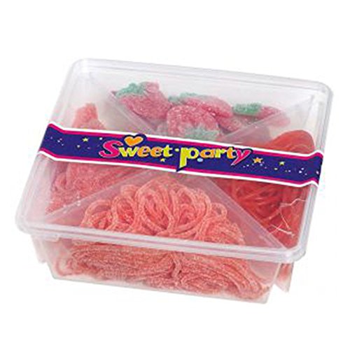 Sweet Party Tubo carre Ass. Aardbei 500g Box (Sortierte Erdbeer Weingummischnüre) von Sweet Party