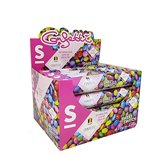 SWEET-SWITCH - 20 x 22 g Confetti - Schokolade - Bonbons - Gesund - Zuckerarm - Glutenfrei - Palmölfrei - KETO von Sweet-Switch
