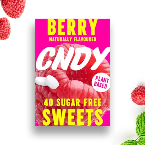 CNDY Beere Zuckerfreie Xylit Bonbons | 280 Stück, 280g | 100% Xylit, Aspartamfrei, Kalorienarm, Vegan, Glutenfrei und Keto (7er Box x 40g) von CNDY