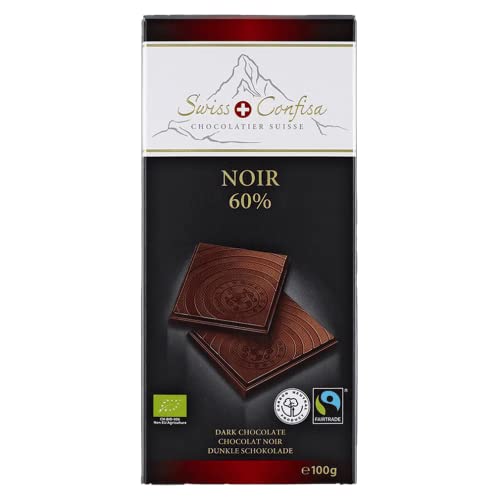 Swiss Confisa Bio Dunkle Schokolade Noir 60 prozent Fair Trade 6er Pack (6 x 100 g) von Swiss Confisa