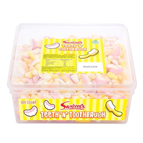 Swizzels Sweet Tubs Süße Zähne N Zahnbürste Schaumgummi Fruchtgeschmack Gummis Gemeinsame Nutzung Wanne mit Süßigkeiten Frei von künstlichen Farbstoffen 120 Süßigkeiten Ungefähr von Swizzels