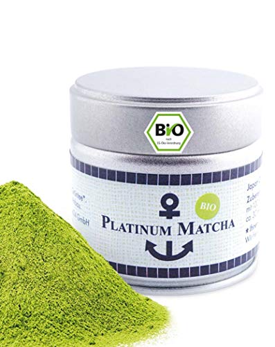 Platinum Bio Matcha aus Japan, Ceremonial Grade, Pestizidfrei, Tee Pulver extrafein 3x30 g Dose, mild intensive Grünteenote, geeignet für Matcha Latte, Smoothie, Zeremonielle Qualität, Grüntee von Sylter Teekontor