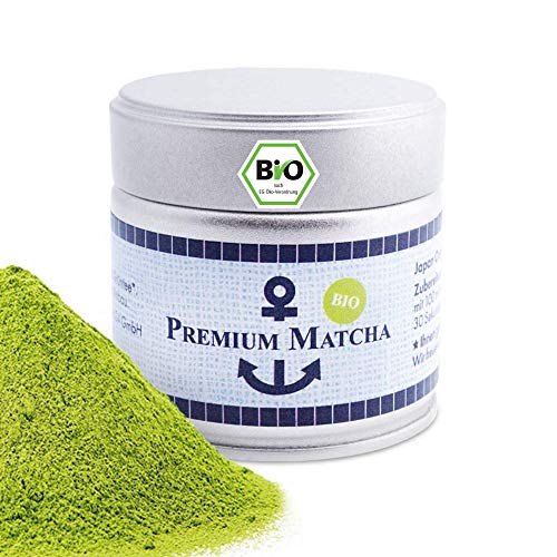 Premium Bio Matcha aus Japan, Ceremonial Grade, Pestizidfrei, Pulver extrafein in der 30 g Dose, mild intensive Grünteenote, geeignet für Latte, Smoothie, Zeremonielle Qualität Premium Bio Matcha aus Japan, Ceremonial Grade, Pestizidfrei, Pulver extrafein in der 30 g Dose, mild intensive Grünteenote, geeignet für Latte, Smoothie, Zeremonielle Qualität von Sylter Teekontor