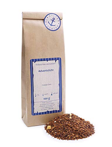 Rotbuschtee lose Rooibos-Tee Adventslicht Orangen, Apfel, Mandeln, Vanille Rooibos Tee Orange-Zimt Südafrika 100g von Sylter Teekontor