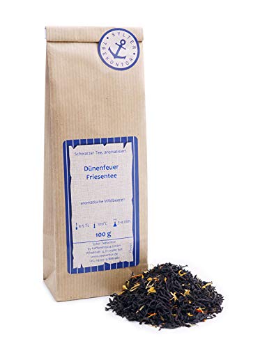Schwarzer Tee lose Friesentee Dünenfeuer® Saflorblüten, Ringelblumen, Kaktusblüten Schwarztee 100g von Sylter Teekontor
