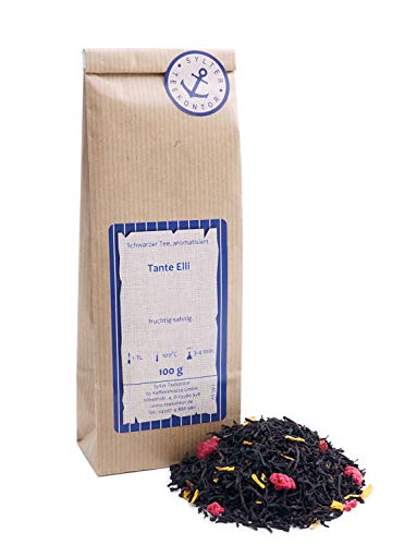 Schwarzer Tee lose Tante Elli Schwarzer Tee, Himbeeren, Sonnenblumen, Vanille Schwarztee fruchtig-sahnig 100g von Sylter Teekontor