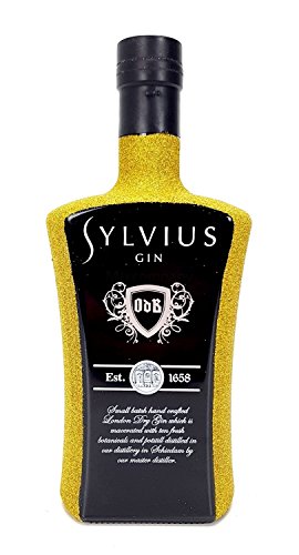 Sylvius Dutch Gin 0,7l 700ml (45% Vol) - Bling Bling Glitzer Glitzerflasche Flaschenveredelung für besondere Anlässe - Gold -[Enthält Sulfite] von Sylvius