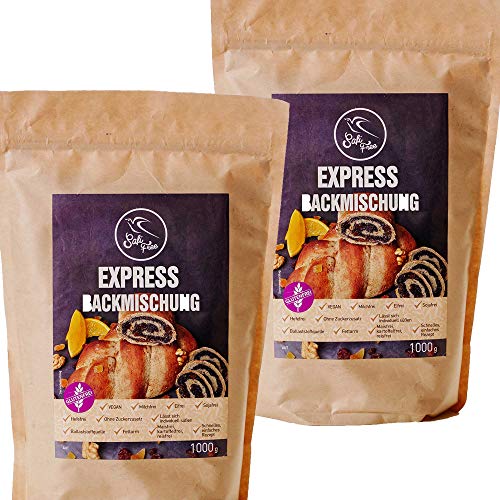 Szafi Free Doppelpack Express Backmischung für Teig ohne Gärung, 100% glutenfrei und vegan, 2x 1000g von Szafi Free