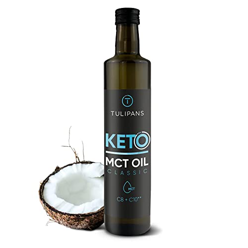 Tulipans Classic MCT Öl | Keto MCT Öl aus 60% C8 & 40% C10 MCT | MCT Oil für Low Carb, Paleo & Ketogene Ernährung | Ohne Palmöl & künstliche Zusatzstoffe | 500ml Glasflasche von T TULIPANS