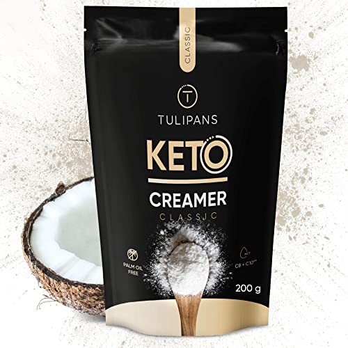 Tulipans MCT Creamer Classic für Keto-Coffee | Keto-Kaffee Creamer ohne Zucker-Zusatz | Keto Creamer für Kaffee, Primal Coffee, Porridge, Shakes & Keto Snacks mehr | 200 g Kaffeeweißer Pulver von T TULIPANS