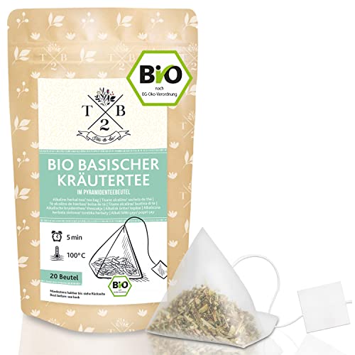 Basischer Kräutertee im Pyramiden Teebeutel – Bio-Qualität – zur basischen Ernährung mit Brennnessel, 20 Beutel – Tea2Be by Sarenius von T2B