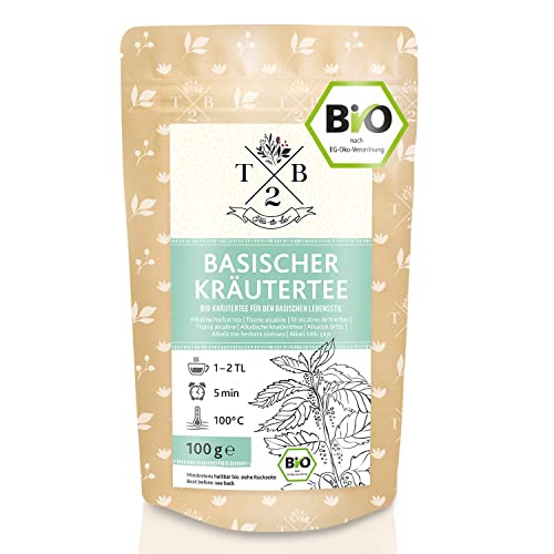 Basischer Kräutertee in Bio-Qualität zur basischen Ernährung mit Brennnessel, 100g (Ca. 40 Tassen) – Tea2Be by Sarenius von T2B