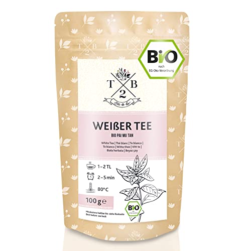 Bio Weißer Tee – Pai Mu Tan Tee lose. 100 g – weich, duftig und aromatisch. (ca. 40 Tassen) | Tea2Be von Sarenius von T2B