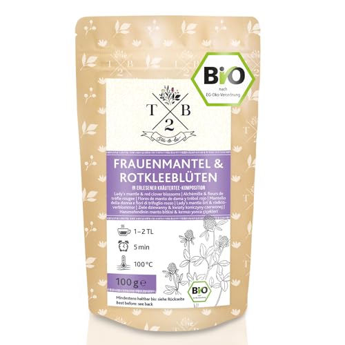 Frauenmantel Rotkleeblüten Kräuterteemischung in Bio-Qualität, 100g (ca. 40 Tassen) von T2B