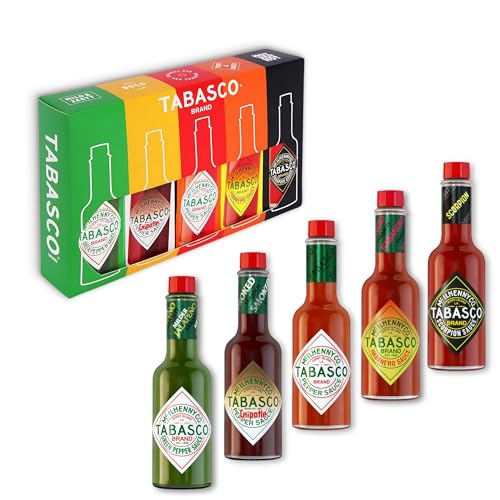 TABASCO Brand Geschenk-Set: 60ml Glasflaschen mit scharfe Chili-Sauce - 100% natürlich - Schärfe-Anfänger bis Schärfe-Liebhaber kommen auf ihren Geschmack!… (5 pack) von TABASCO