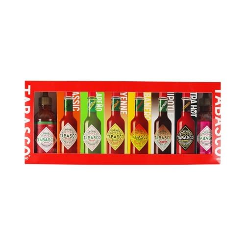 TABASCO Geschenkset mit 8 Flaschen scharfe Chili-Sauce: Original Red Pepper, Green Jalapeño, Garlic Cayenne, Habanero, Chipotle, Scorpion (6 x 150ml) und Sriracha + Sweet & Spicy (2 x 256ml) von TABASCO