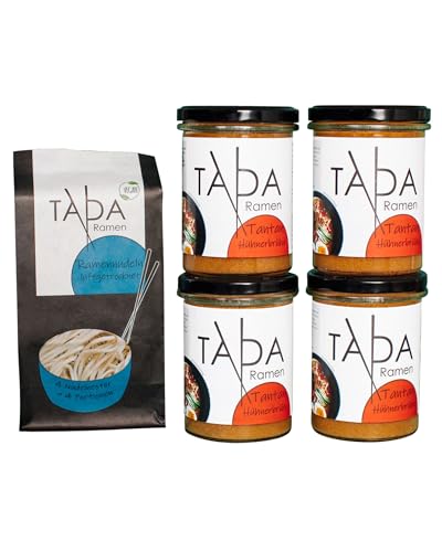 TADA Tantan Ramen Set Hot - 4x 350ml wohltuend-scharfe Ramen-Brühe - Inkl. 250g Ramen Nudeln - Ohne Zusatzstoffe - Schnelle Zubereitung von TADA Ramen UG (haftungsbeschränkt)
