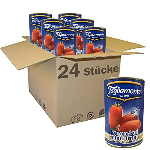 24x TAGLIAMONTE Pomodori Pelati Interi geschälte Tomaten sauce aus Italien dose 400g 100% Italienische Tomaten von TAGLIAMONTE