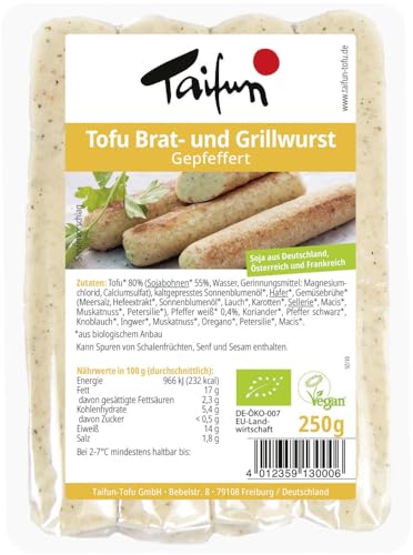 Tofu Brat- und Grillwurst Gepfeffert 6 x 250 gr von Taifun