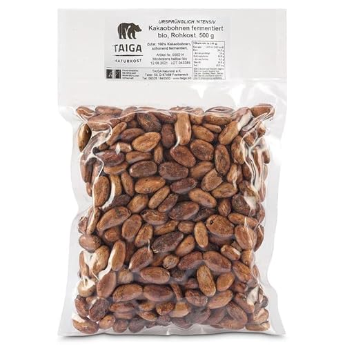 Taiga Naturkost Premium Rohkakao Bohnen, bio, fermentiert – 500g – hochwertige Rohkost Taiga Naturkost Premium Rohkakao Bohnen, bio, fermentiert – 500g – hochwertige Rohkost von TAIGA NATURKOST