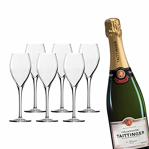Taittinger Champagner-Set 0,75l Brut Réserve + 6 Taittinger Champagnergläser von TAITTINGER CHAMPAGNE