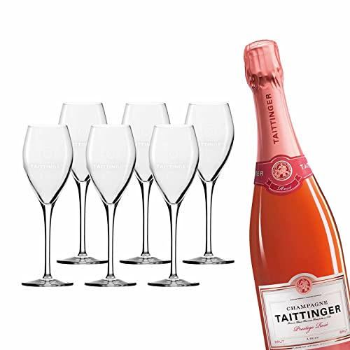 Taittinger Champagner-Set 0,75l Brut Prestige Rosé + 6 Taittinger Champagnergläser von TAITTINGER CHAMPAGNE
