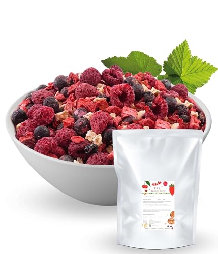 TALI Bunter Beeren Mix 1000 g - Gefriergetrocknete Ananas, Erdbeeren, Himbeeren, Schwarze Johannisbeeren von TALI