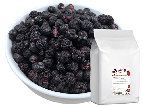 TALI Schwarze Beeren Mix 1000 g - Gefriergetrocknete Brombeeren, Heidelbeeren, Schwarze Johannisbeeren von TALI