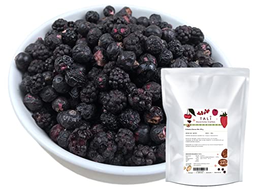 TALI Schwarze Beeren Mix 300 g - Gefriergetrocknete Brombeeren, Heidelbeeren, Schwarze Johannisbeeren von TALI