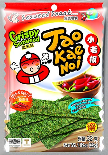 Tao Kae Noi Crispy Seaweed Snack Hot & Spicy, scharf-würziger Algensnack, 32 g von Tao Kae Noi
