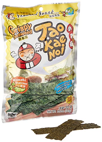 Tao Kae Noi Crispy Seaweed Snack Wasabi, knuspriger Algensnack mit Wasabi Geschmack, 32 g von Tao Kae Noi