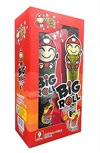 Tao Kae Noi Big Roll Grilled Seaweed Hot Spicy, gegrillter Seetang, scharfer Algensnack Hot Spicy, 9 Snackrolls á 3 g, 27 g von Tao Kae Noi