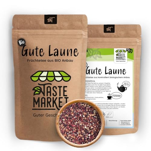 1 kg BIO Früchtetee Gute Laune GRÖSSENAUSWAHL – lose – Früchtetee mit Hibiskus, Orange, Apfel und Hagebutte – Taste Market von TASTE MARKET Guter Geschmack