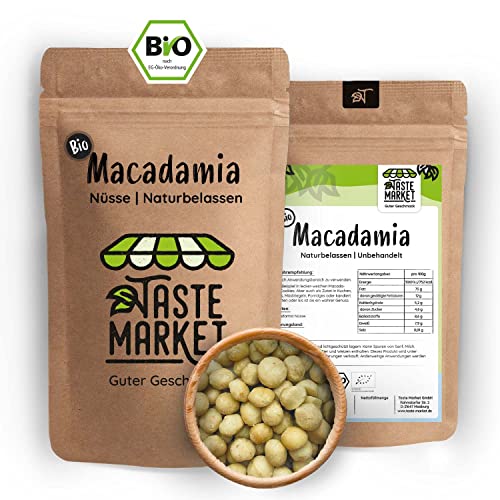 1 kg BIO Macadamia Nüsse GRÖSSENAUSWAHL | ganze Nüsse | unbehandelt und naturbelassen | BIO Qualität | TASTE MARKET von TASTE MARKET Guter Geschmack