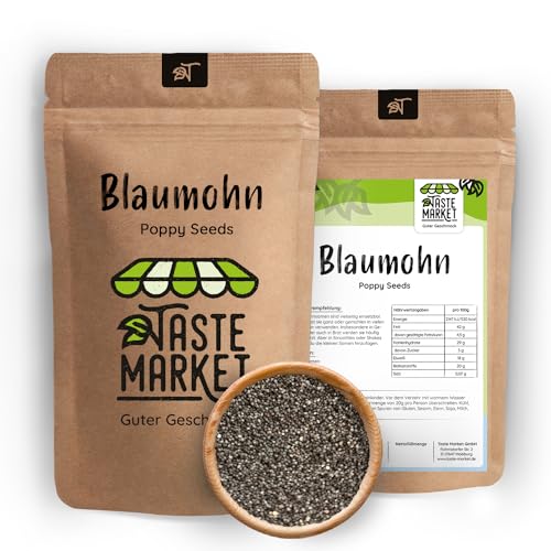 1 kg Blaumohn | ganze Mohnsamen | Ideal zum Backen | 100% naturbelassen | Taste Market von TASTE MARKET Guter Geschmack