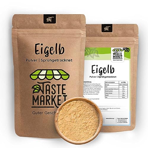 1 kg Eigelb-Pulver | Ei Ersatz | Eipulver sprühgetrocknet | Eigelbpulver | Kochen & Backen | Taste Market von TASTE MARKET Guter Geschmack